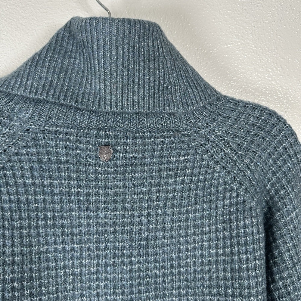 Kuhl Sienna Sweater Womens Small Blue Waffle Knit Turtle Neck Drop Hem Stretch - Picture 4 of 6